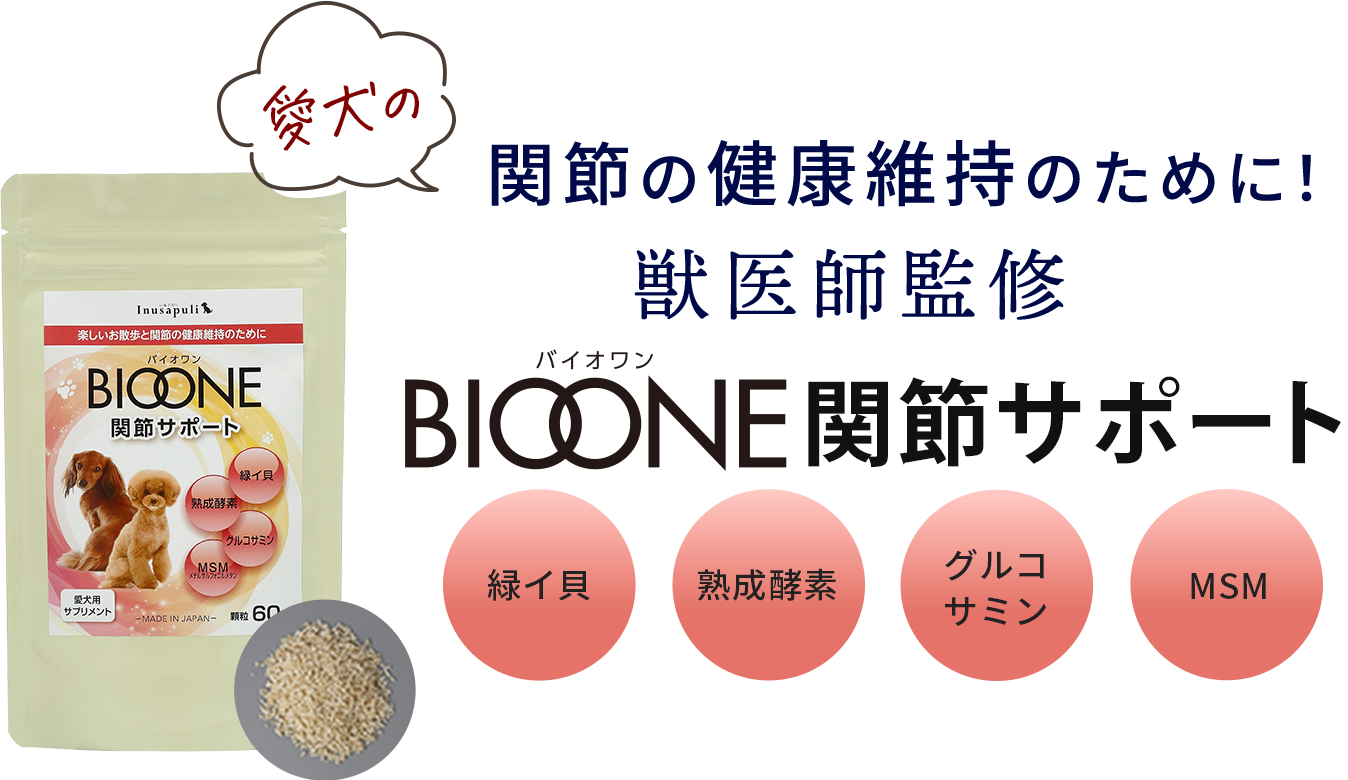 愛犬の関節の健康維持のために！獣医師監修 BIOONE関節サポート
