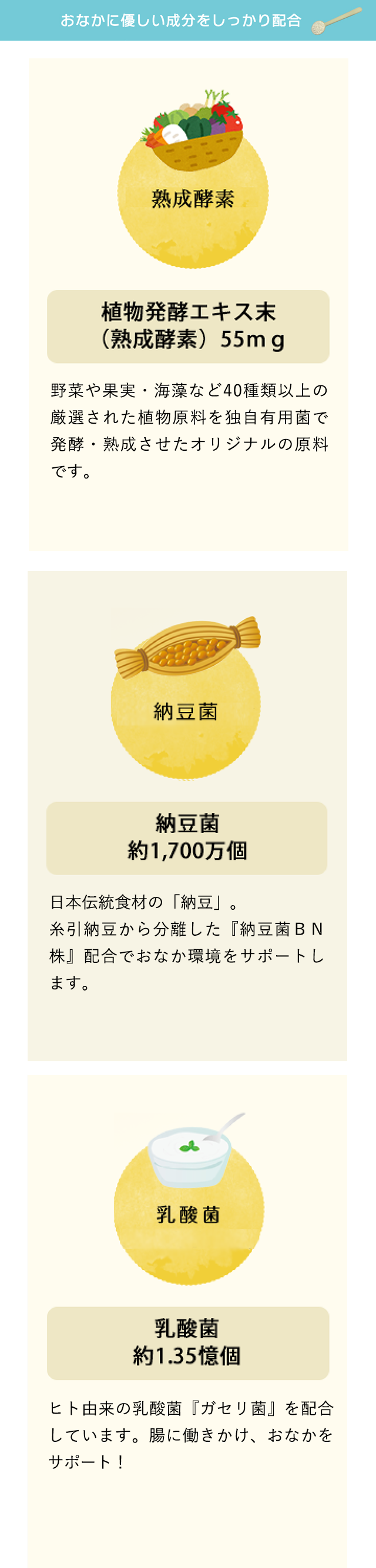 おなかに優しい成分をしっかり配合